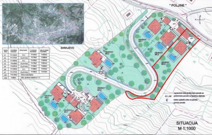 prodaja, nekretnina, građevinski plac, Poljine, Sarajevo, urbanistička dozvola, vila s bazenom